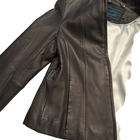 Steve Madden Black Leather Vintage Coat (Size S) - Picture 2 of 9